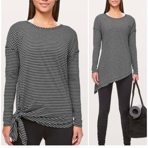 Lululemon To The Point striped asymmetrical side tie long sleeve shirt